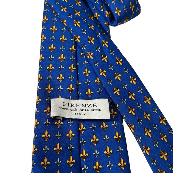 Firenze Men’s Fleur-De-Lis 100% Silk Italian Tie - Picture 3 of 6